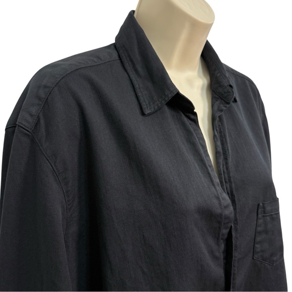 Frank & Eileen Famous Denim Black Relaxed Button Up Eileen Cotton Top Large - Picture 6 of 16